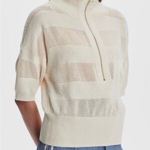 Varley Kembria Half Zip Knit Top | Cream Cotton Quiet Luxury Small